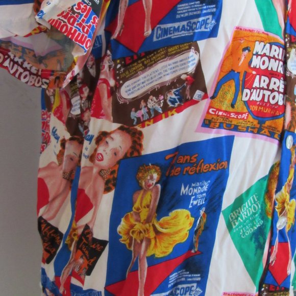 RARE Bespoke Shirt with Marilyn Monroe Brigitte Bardot French Movie Titles Sz M - Picture 5 of 15